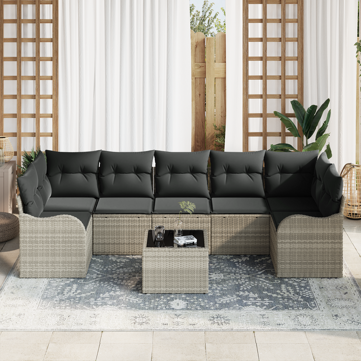 Havesofa Sæt med pude med opbevaring 8 pcs Lysegrå og mørkegrå