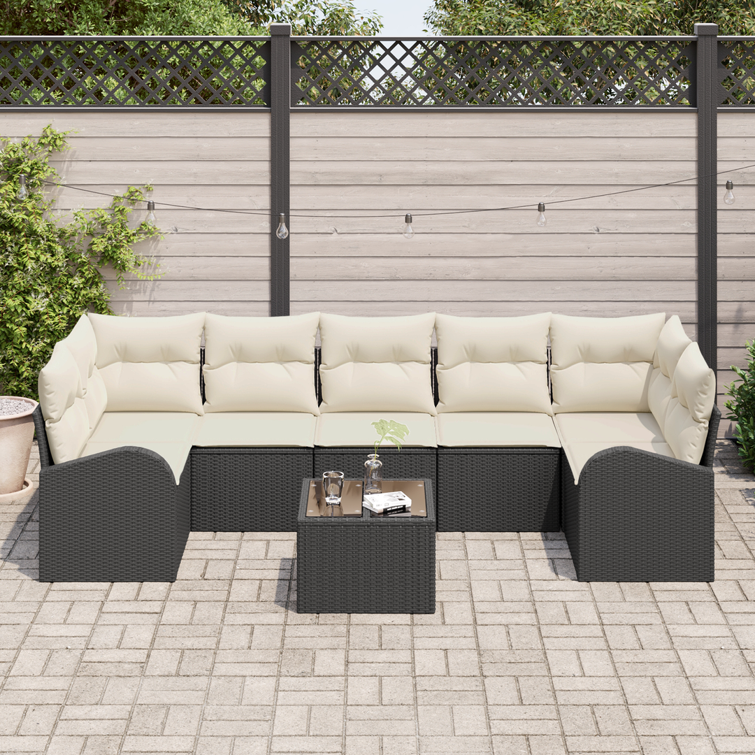 Havesofa Sæt 8 pcs Sort og Cream 289 x 124 x 69 cm polyrattan