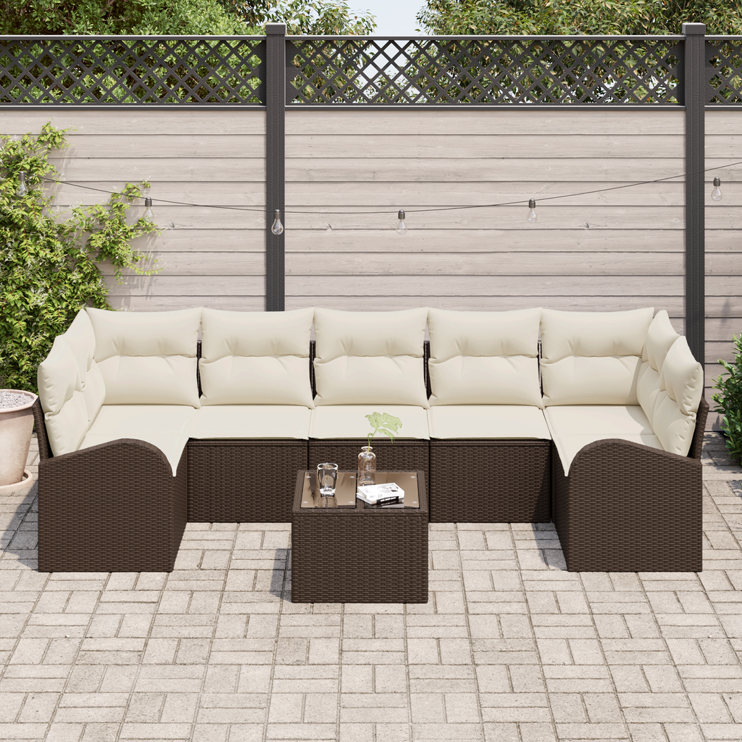 Havesofa Sæt 8 pcs Brun og Creme 289 x 124 x 69 cm polyrattan