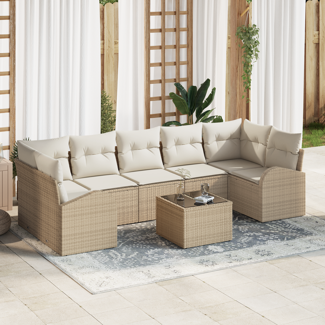 Havesofa Sæt 8 pcs Beige og creme 289 x 124 x 69 cm polyrattan