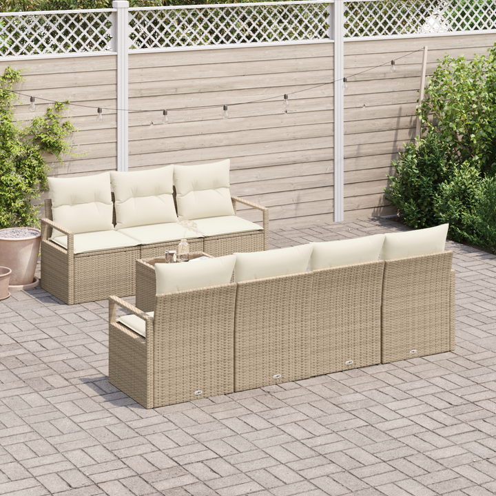Havesofa Sæt med pude 8 pcs Beige og creme polyrattan