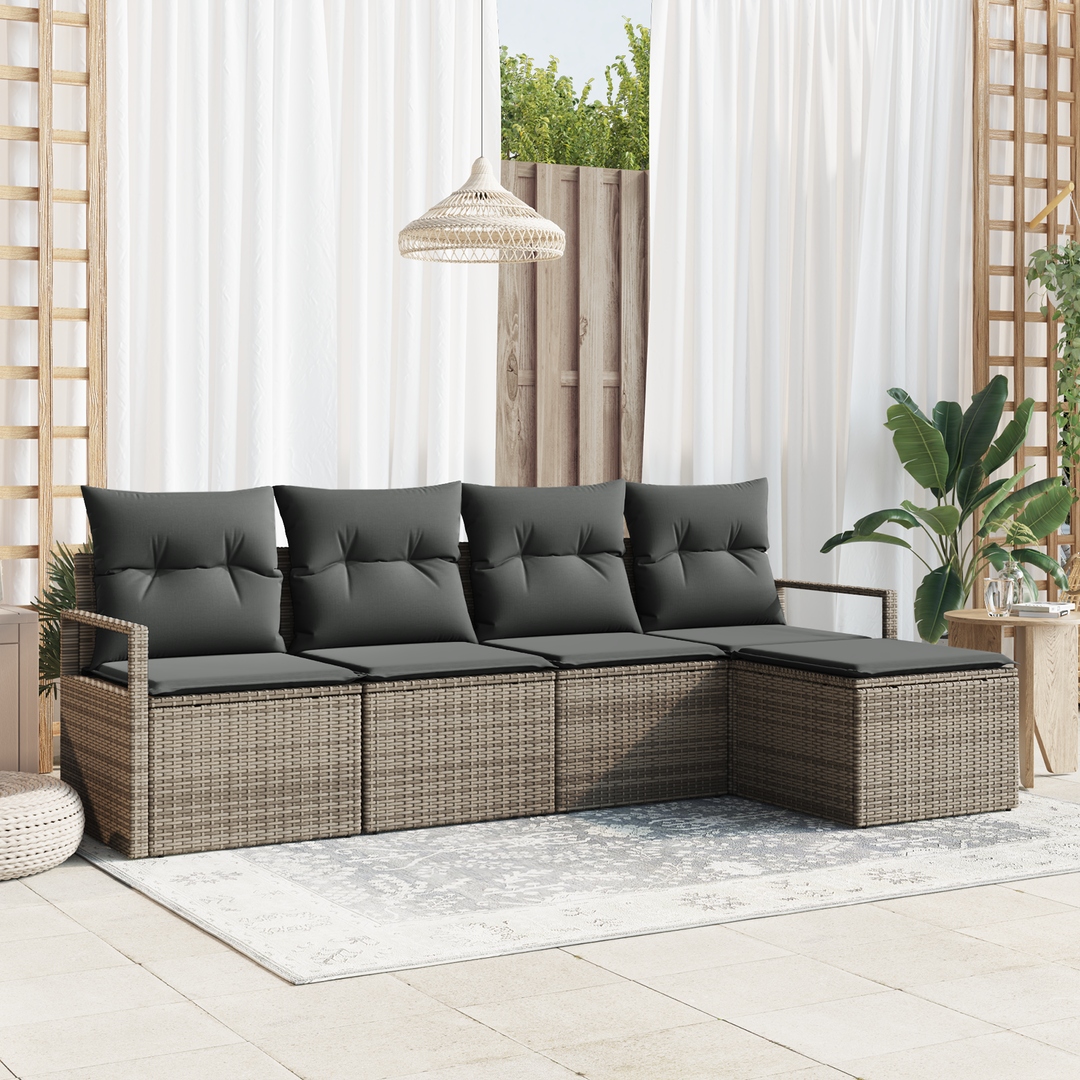 Sofa Sæt med pude med opbevaring 5 pcs Grå polyrattan