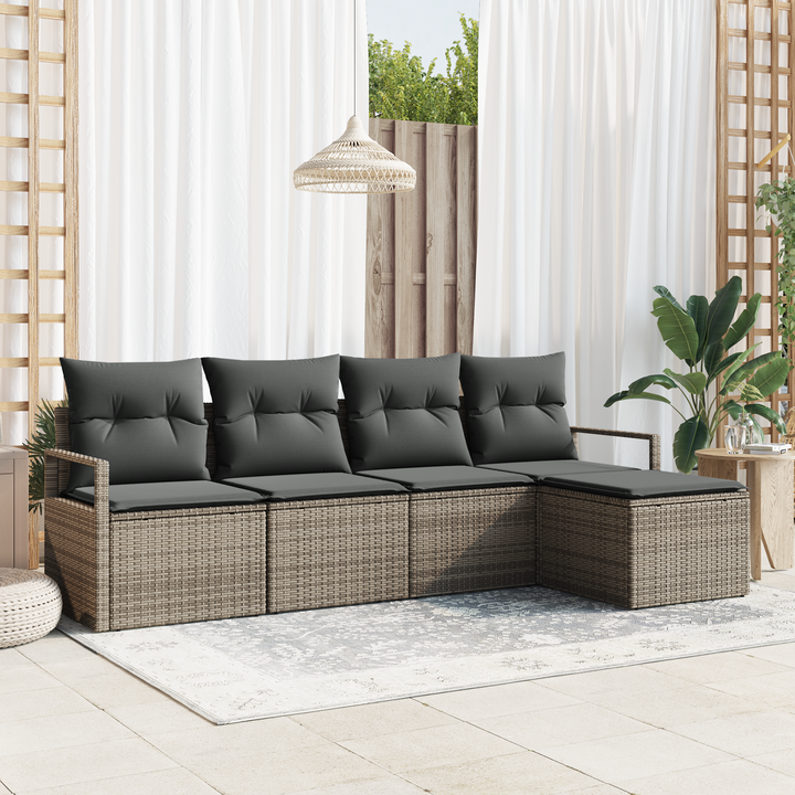 Sofa Sæt med pude med opbevaring 5 pcs Grå polyrattan