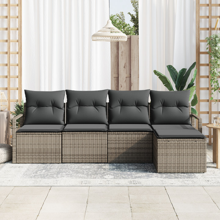 Sofa Sæt med pude med opbevaring 5 pcs Grå polyrattan