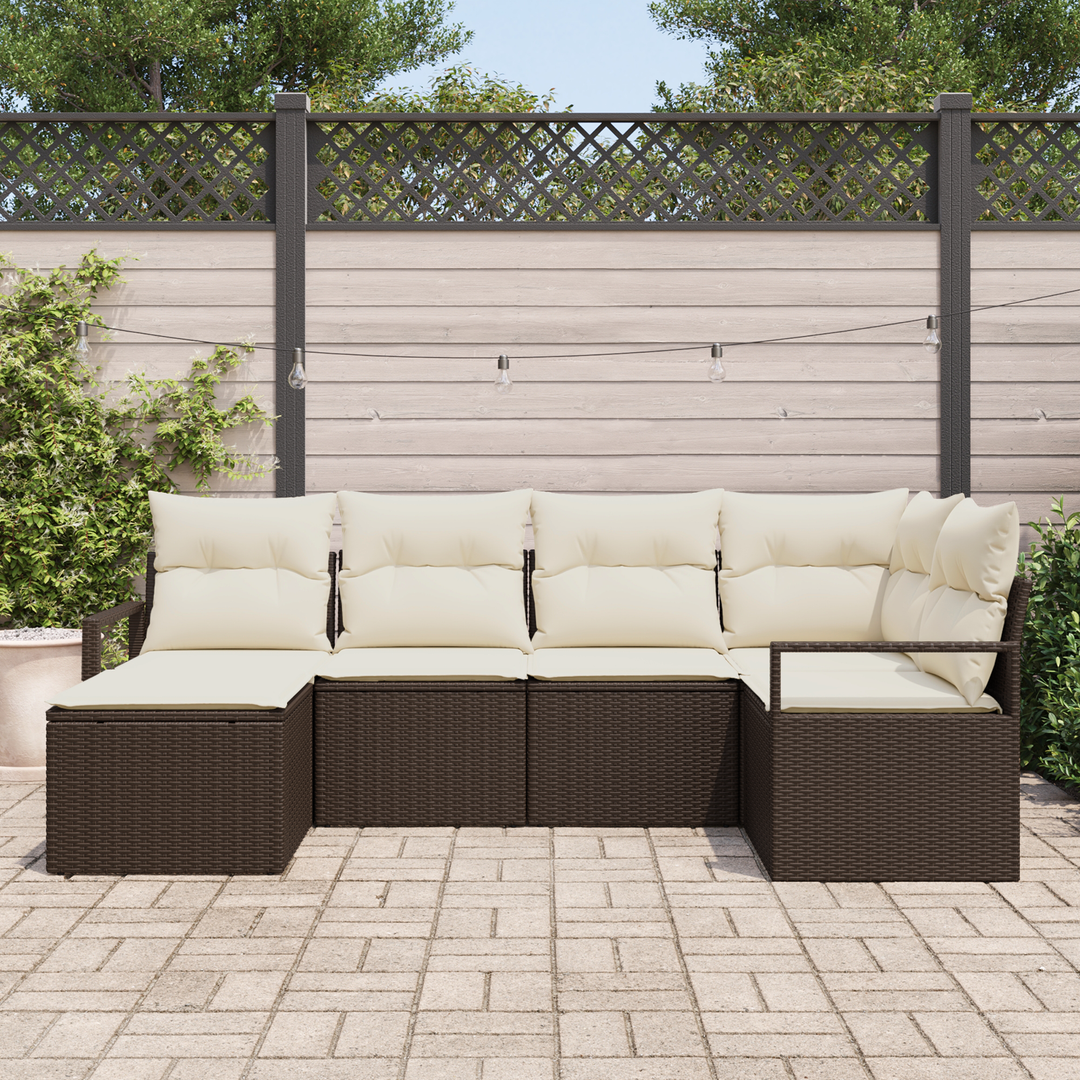 Sofa Sæt med pude med opbevaring 6 pcs Brun og Creme polyrattan