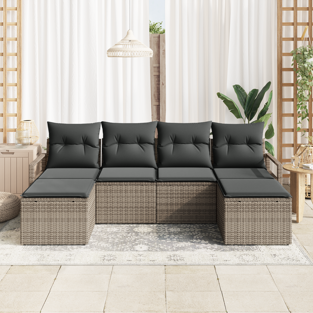 Sofa Sæt med pude med opbevaring 6 pcs Grå polyrattan