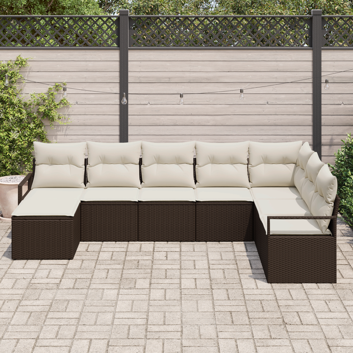 Sofa Sæt med pude med opbevaring 8 pcs Brun og Creme polyrattan