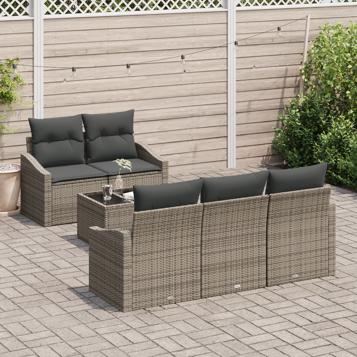 Sofa Sæt med pude med opbevaring 6 pcs Grå polyrattan
