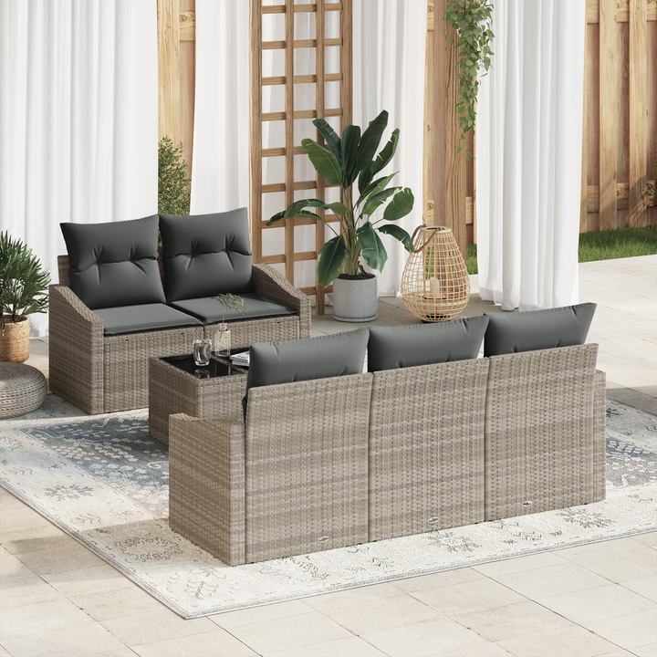 Sofa Sæt med pude 6 pcs Lysegrå og mørkegrå polyrattan