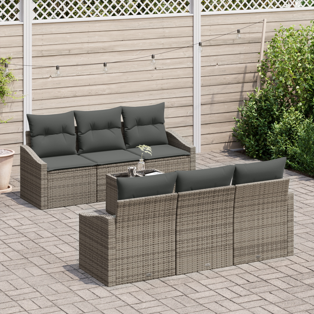 Sofa Sæt med pude med opbevaring 7 pcs Grå polyrattan