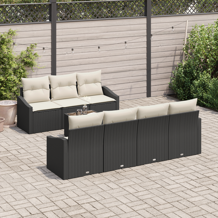 Sofa Sæt med pude med opbevaring 8 pcs Sort og Cream polyrattan