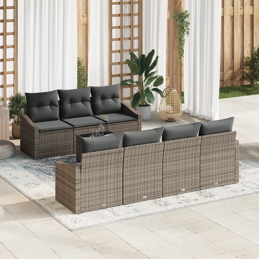 Sofa Sæt med pude med opbevaring 8 pcs Grå polyrattan