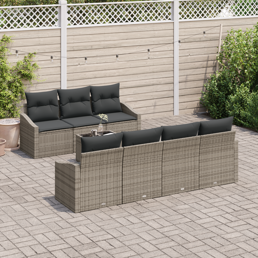 Sofa Sæt med pude med opbevaring 8 pcs Grå polyrattan