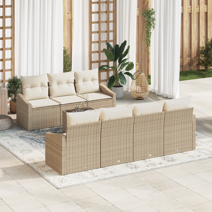 Sofa Sæt med pude 8 pcs Beige og creme polyrattan