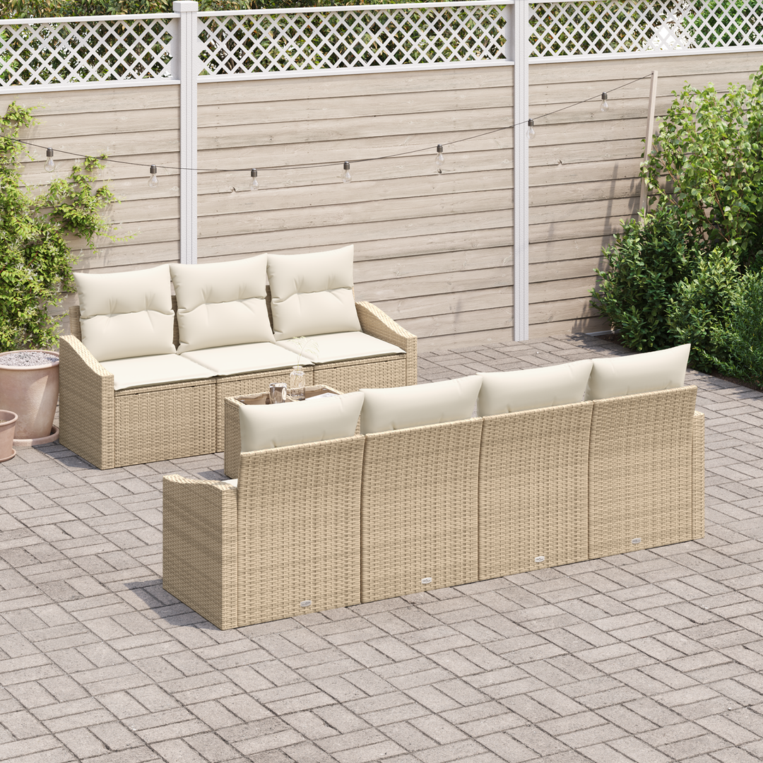Sofa Sæt med pude 8 pcs Beige og creme polyrattan