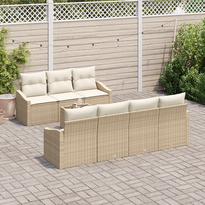 Sofa Sæt med pude 8 pcs Beige og creme polyrattan