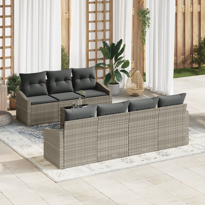 Sofa Sæt med pude 8 pcs Lysegrå og mørkegrå polyrattan
