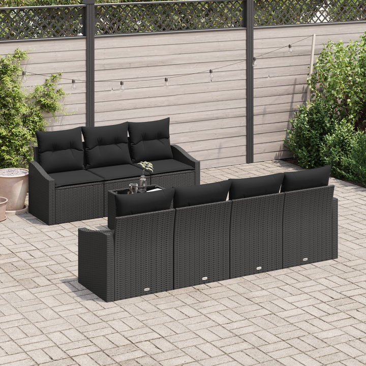 Sofa Sæt med pude med opbevaring 8 pcs Sort polyrattan