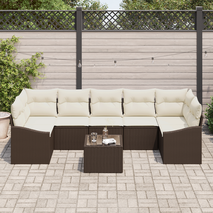 Sofa Sæt med pude med opbevaring 8 pcs Brun og Creme polyrattan