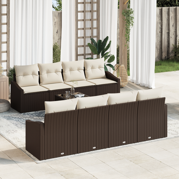 Sofa Sæt med pude med opbevaring 7 pcs Brun og Creme polyrattan