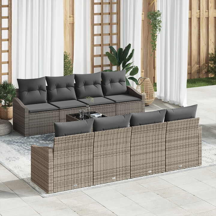 Sofa Sæt med pude med opbevaring 7 pcs Grå polyrattan