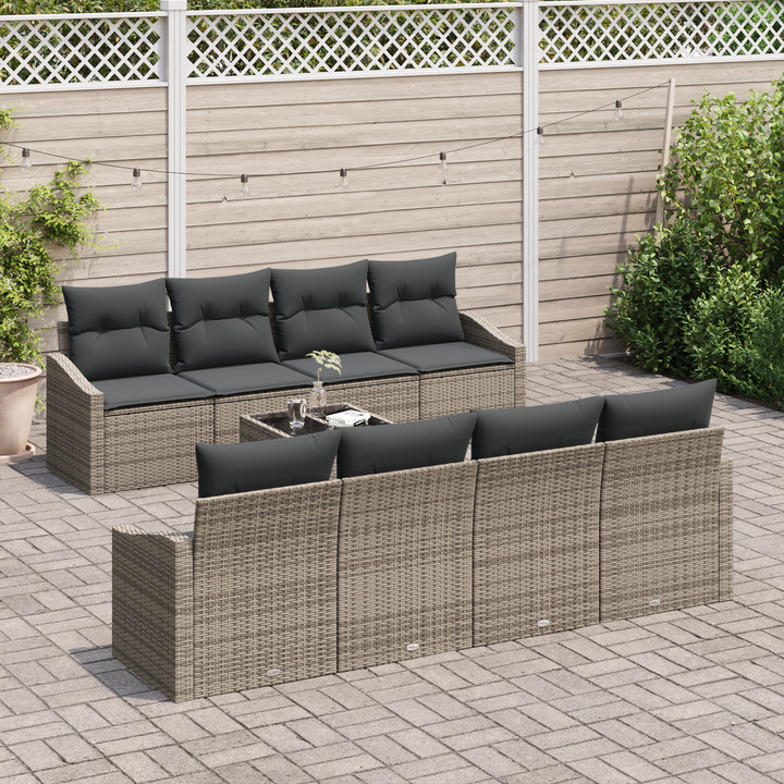 Sofa Sæt med pude med opbevaring 7 pcs Grå polyrattan