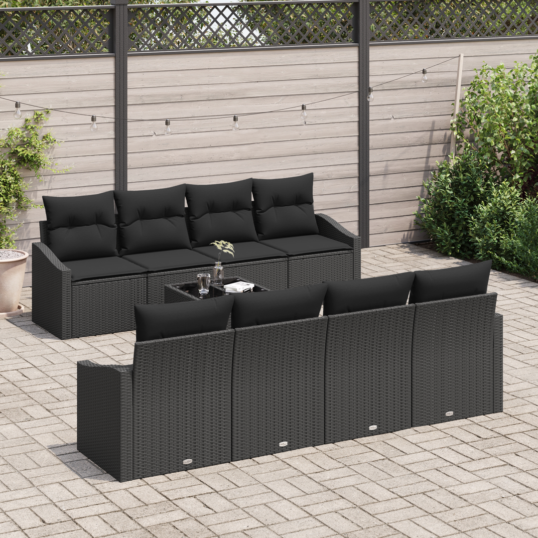 Sofa Sæt med pude med opbevaring 7 pcs Sort polyrattan