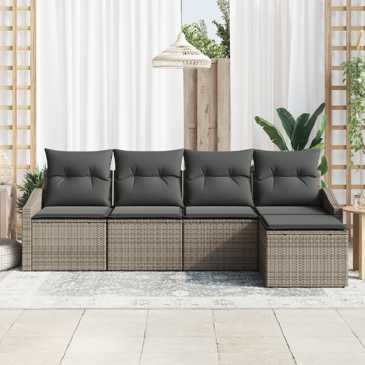 Sofa Sæt med pude med opbevaring 5 pcs Grå polyrattan