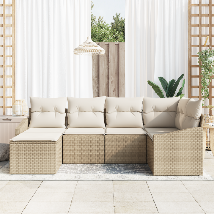Have Spisebordssæt med pude med opbevaring 6 pcs Beige og creme