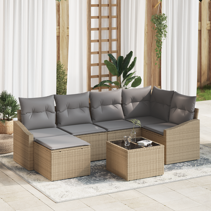 Have Spisebordssæt med pude 7 pcs Beige og lys grå