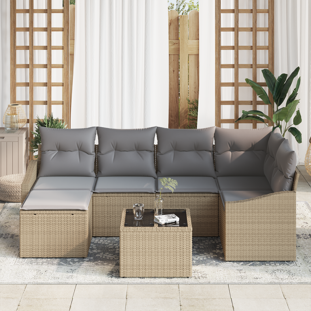Have Spisebordssæt med pude 7 pcs Beige og lys grå
