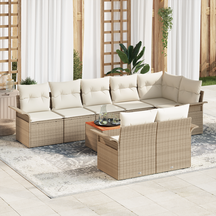 Havesofa Sæt med opbevaring 9 pcs Beige og creme polyrattan