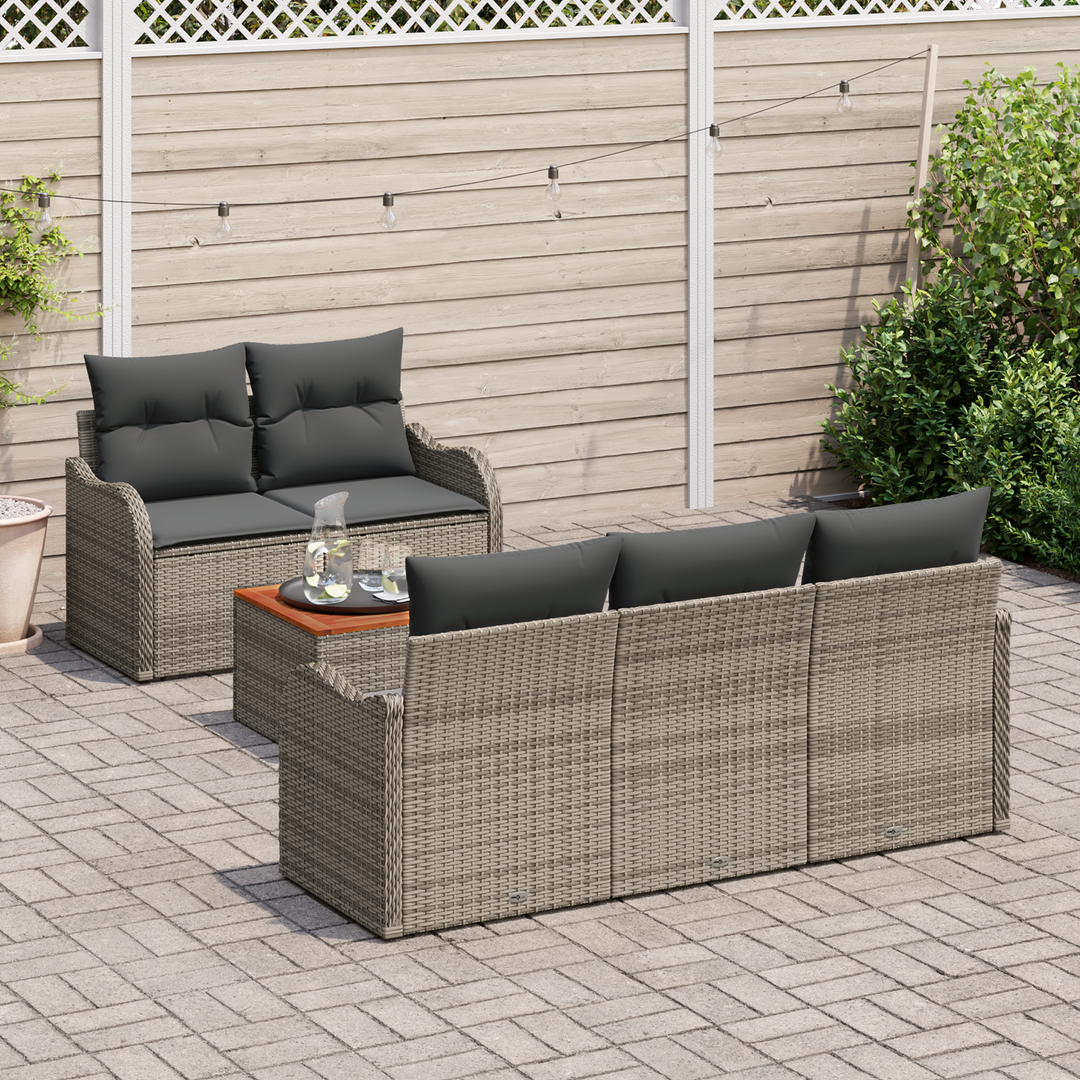 Havesofa Sæt med opbevaring 6 pcs Grå polyrattan