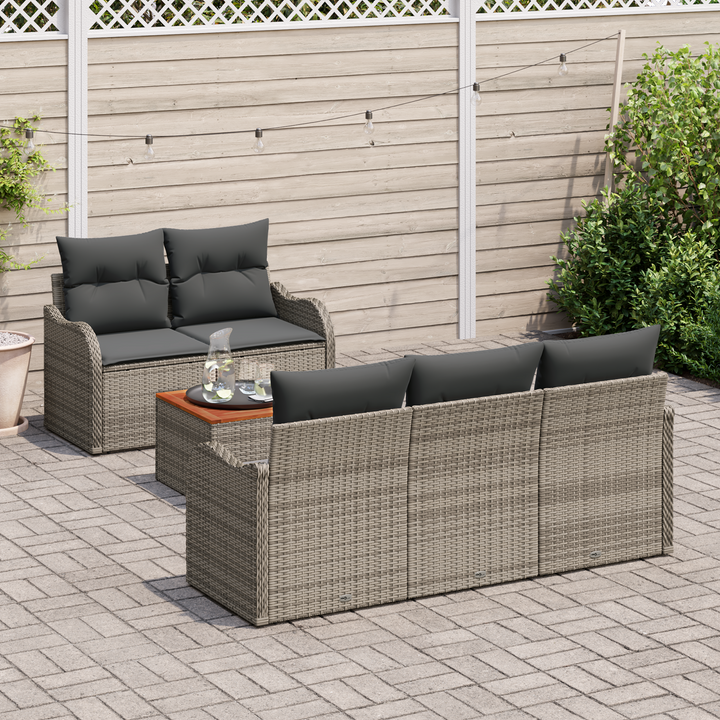 Havesofa Sæt med opbevaring 6 pcs Grå polyrattan