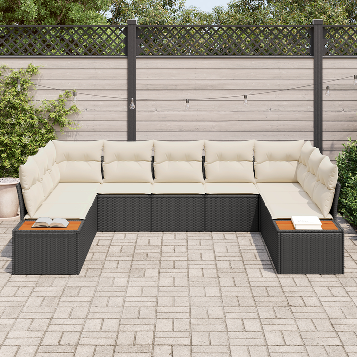 Havesofa Sæt med pude 5 pcs Sort og Cream Polyrattan