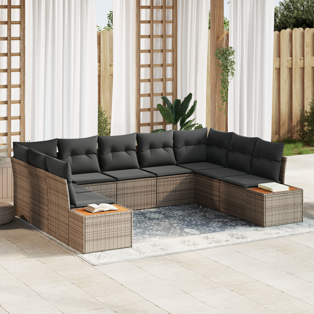 Havesofa Sæt med pude med opbevaring 5 pcs Grå Polyrattan