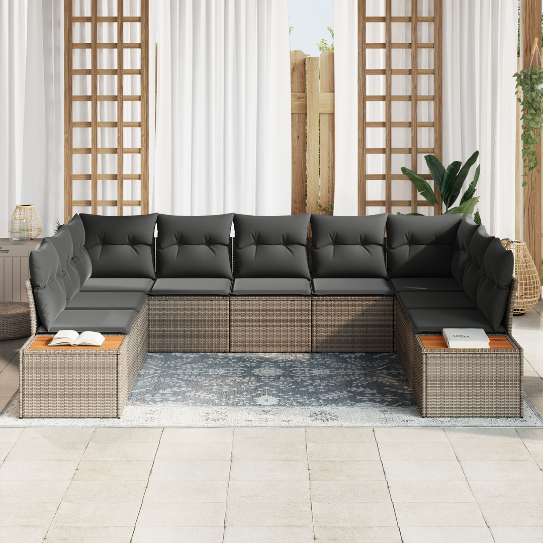 Havesofa Sæt med pude med opbevaring 5 pcs Grå Polyrattan
