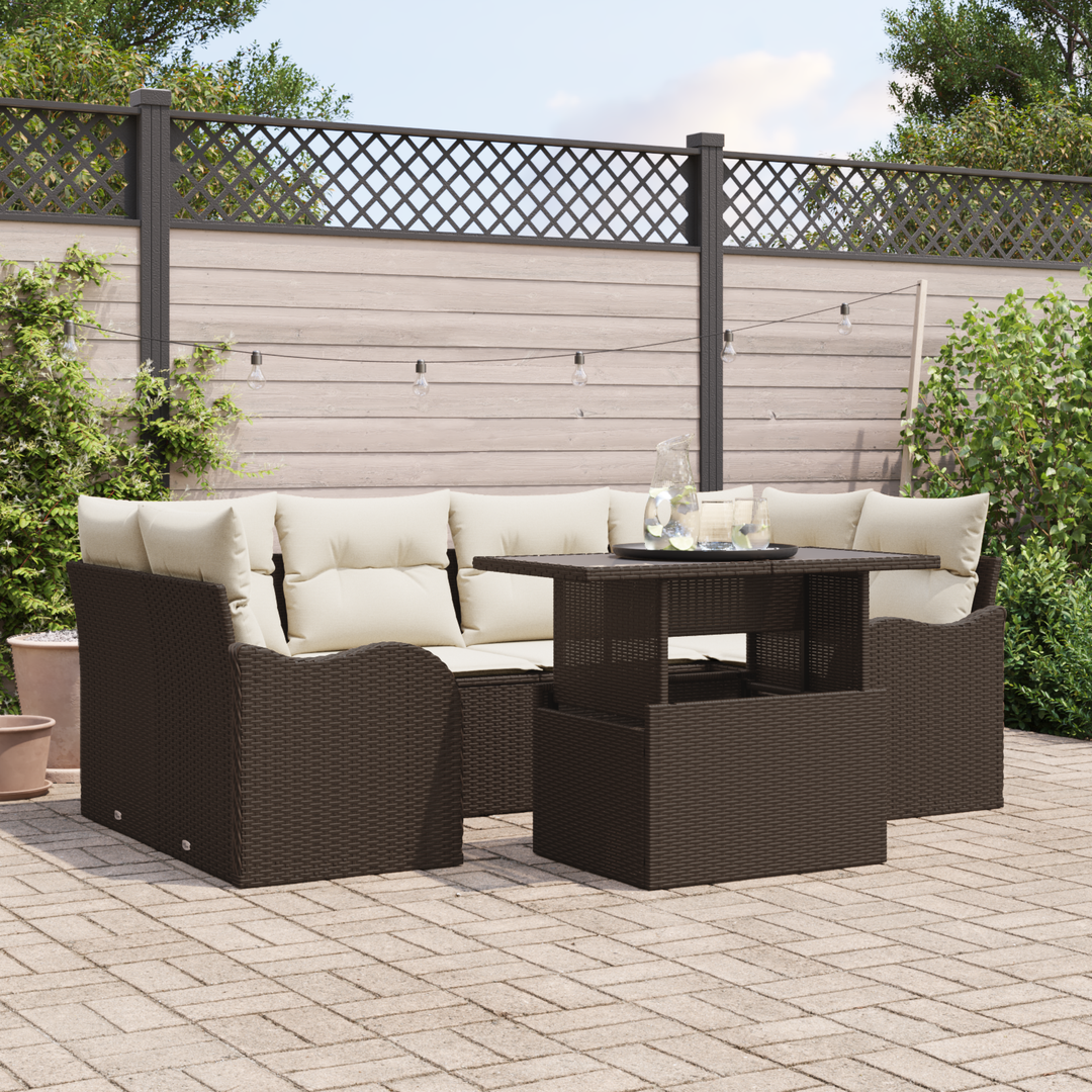 Havesofa Sæt 7 pcs Brun 234 x 122,5 x 85 cm Poly Rattan