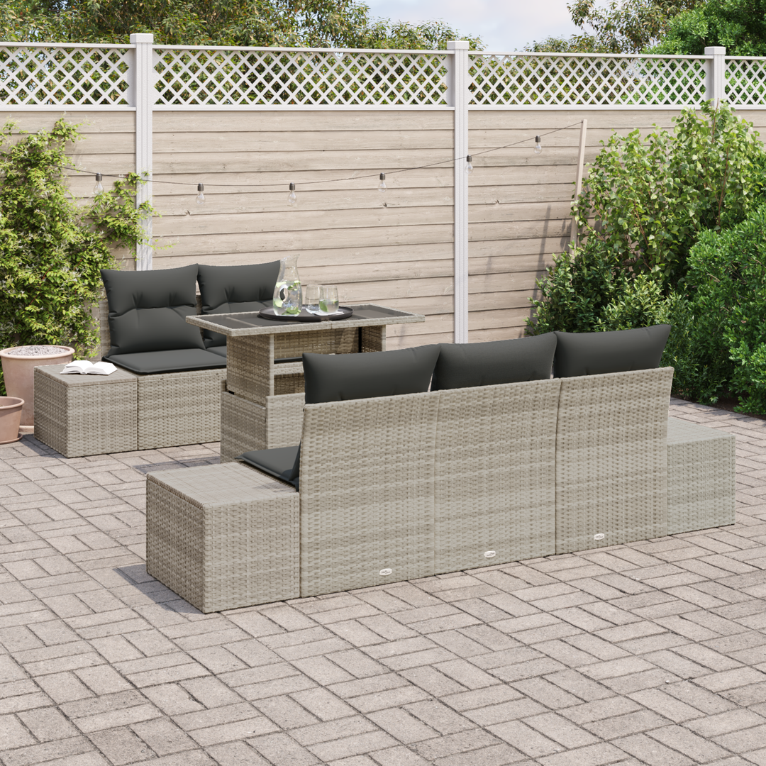 Havesofa Sæt med pude med opbevaring 6 pcs Lysegrå og mørkegrå