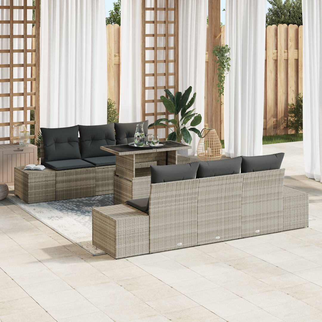 Havesofa Sæt med pude 7 pcs Lysegrå og mørkegrå