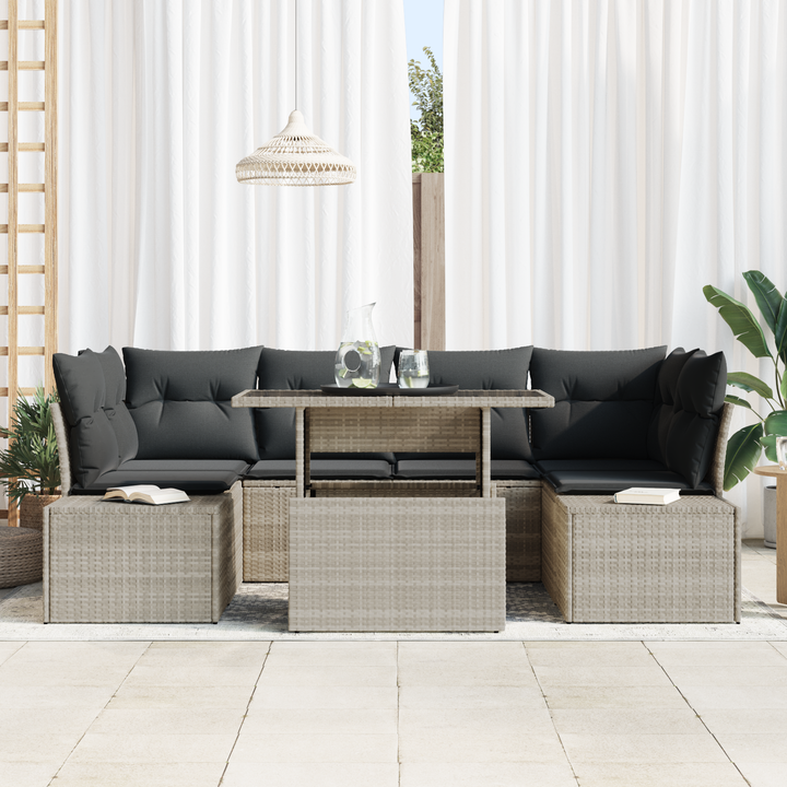 Havesofa Sæt med pude 7 pcs Lysegrå og mørkegrå