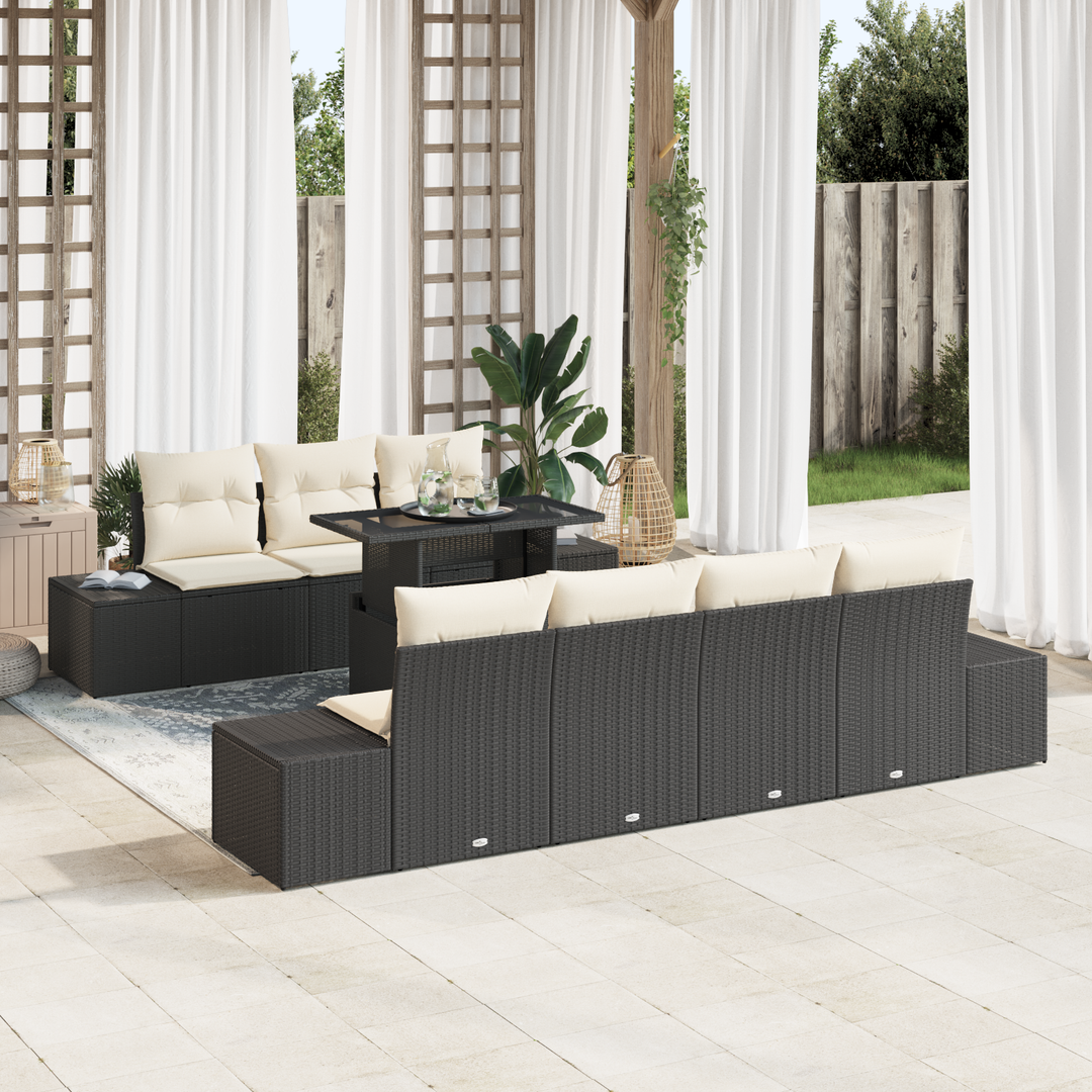 Havesofa Sæt med pude 8 pcs Sort og Cream