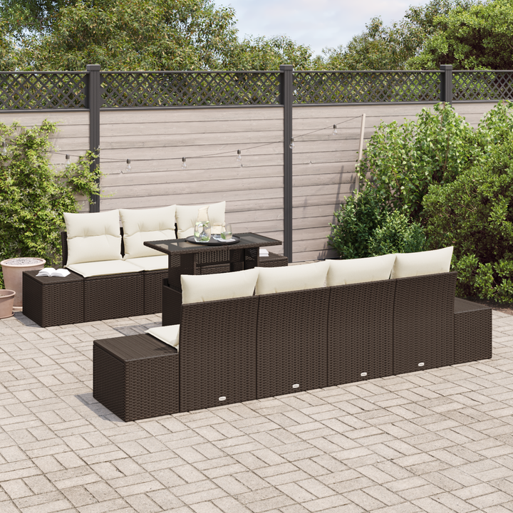 Havesofa Sæt med pude 8 pcs Brun og Creme