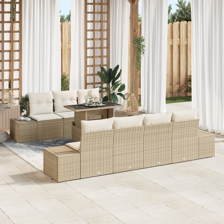 Havesofa Sæt med pude 8 pcs Beige og creme