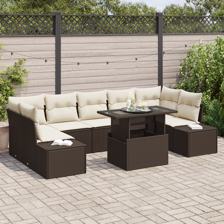 Havesofa Sæt med pude 8 pcs Brun og Creme