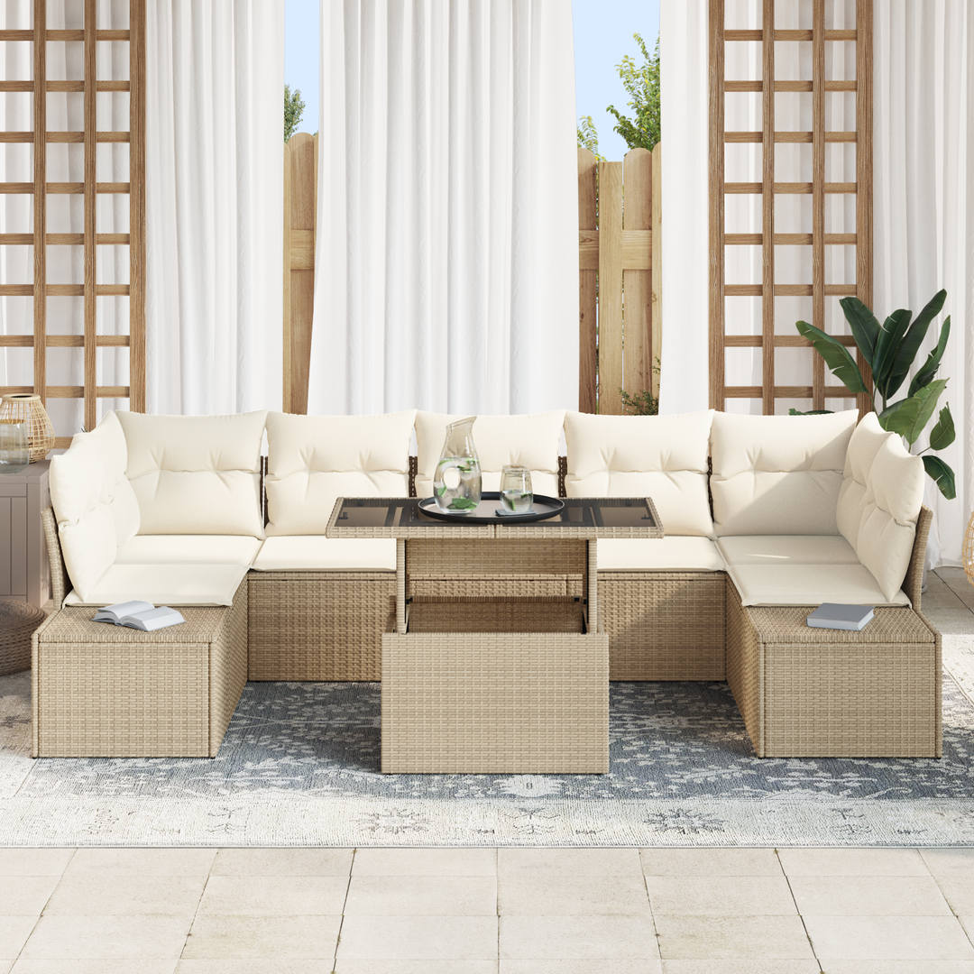 Havesofa Sæt med pude 8 pcs Beige og creme
