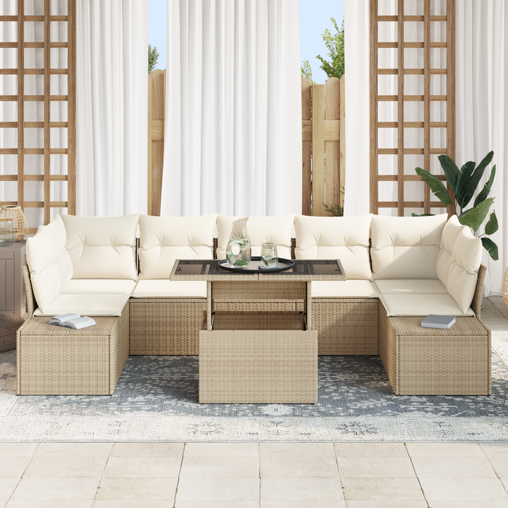 Havesofa Sæt med pude 8 pcs Beige og creme