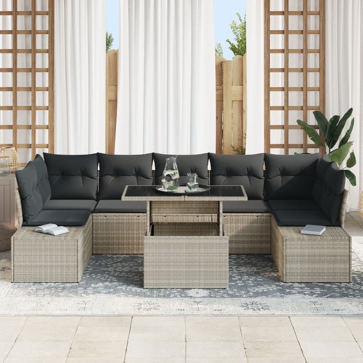 Havesofa Sæt med pude 8 pcs Lysegrå og mørkegrå