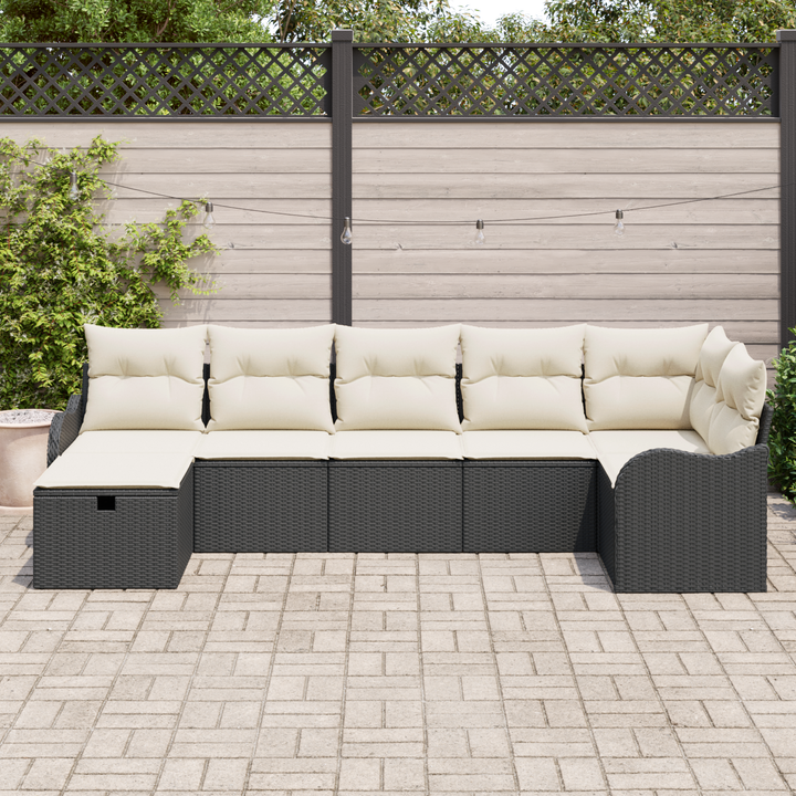 Sofa Sæt med pude med opbevaring Sort og Cream polyrattan
