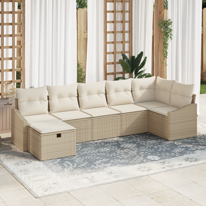 Sofa Sæt med pude 7 pcs polyrattan